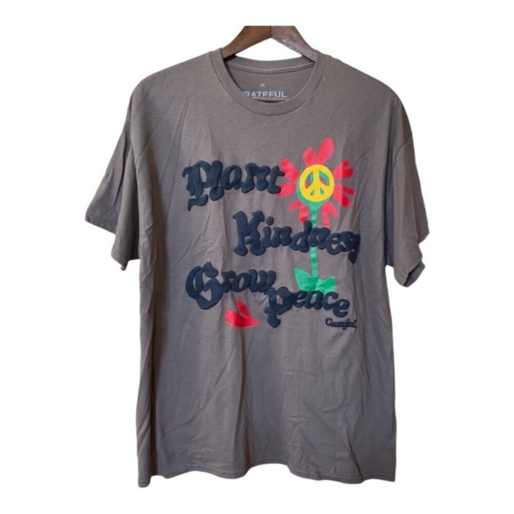 Grateful Tee Shirt Plant Kindness Grow Peace Puffy Art Letters USA Size XL